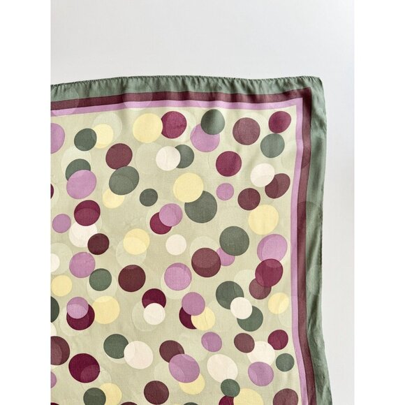 Vintage TALBOTS Green Purple Polka Dot Silk 26" x 26" Square Scarf - Picture 4 of 13